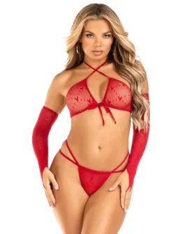 Hopeless Romantic Bra and Panty Set - O/S (Red)