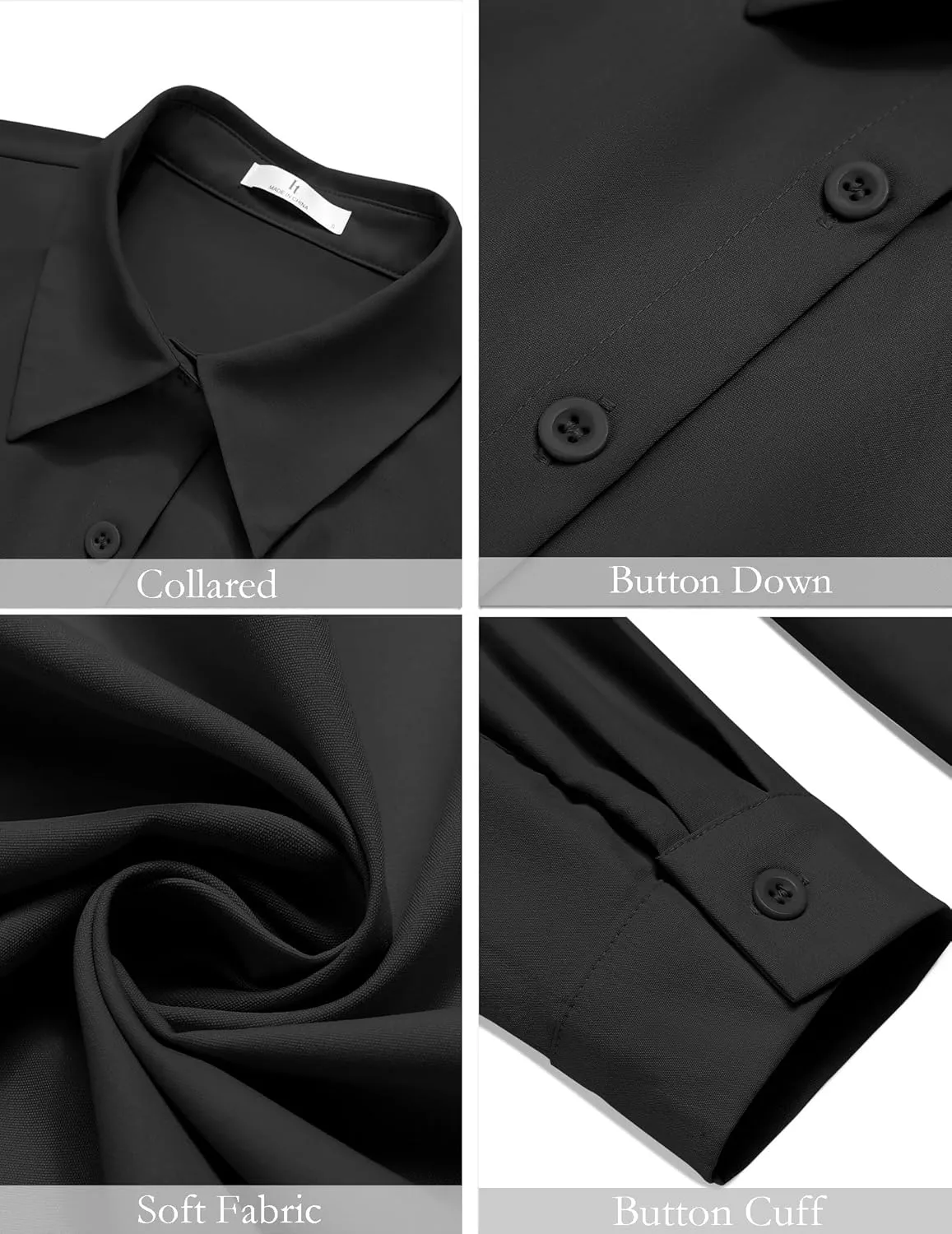 HOTOUCH Womens Button Down Shirts Long Sleeve Dress Shirt Slim Fit Collared Tops Casual Work Office Blouse S-XXL