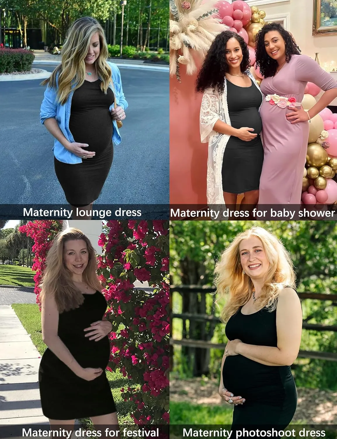 KIM S Women's Maternity Sleeveless Dresses S-XXL, Summer Bodycon Dress for Daily or Baby Shower