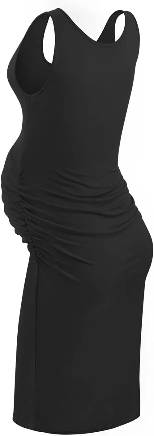 KIM S Women's Maternity Sleeveless Dresses S-XXL, Summer Bodycon Dress for Daily or Baby Shower