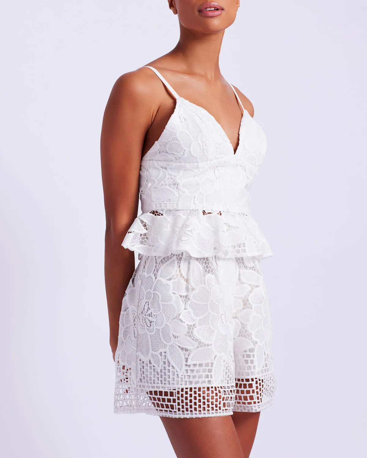 Lace Peplum Top White (EXCLUSIVE)