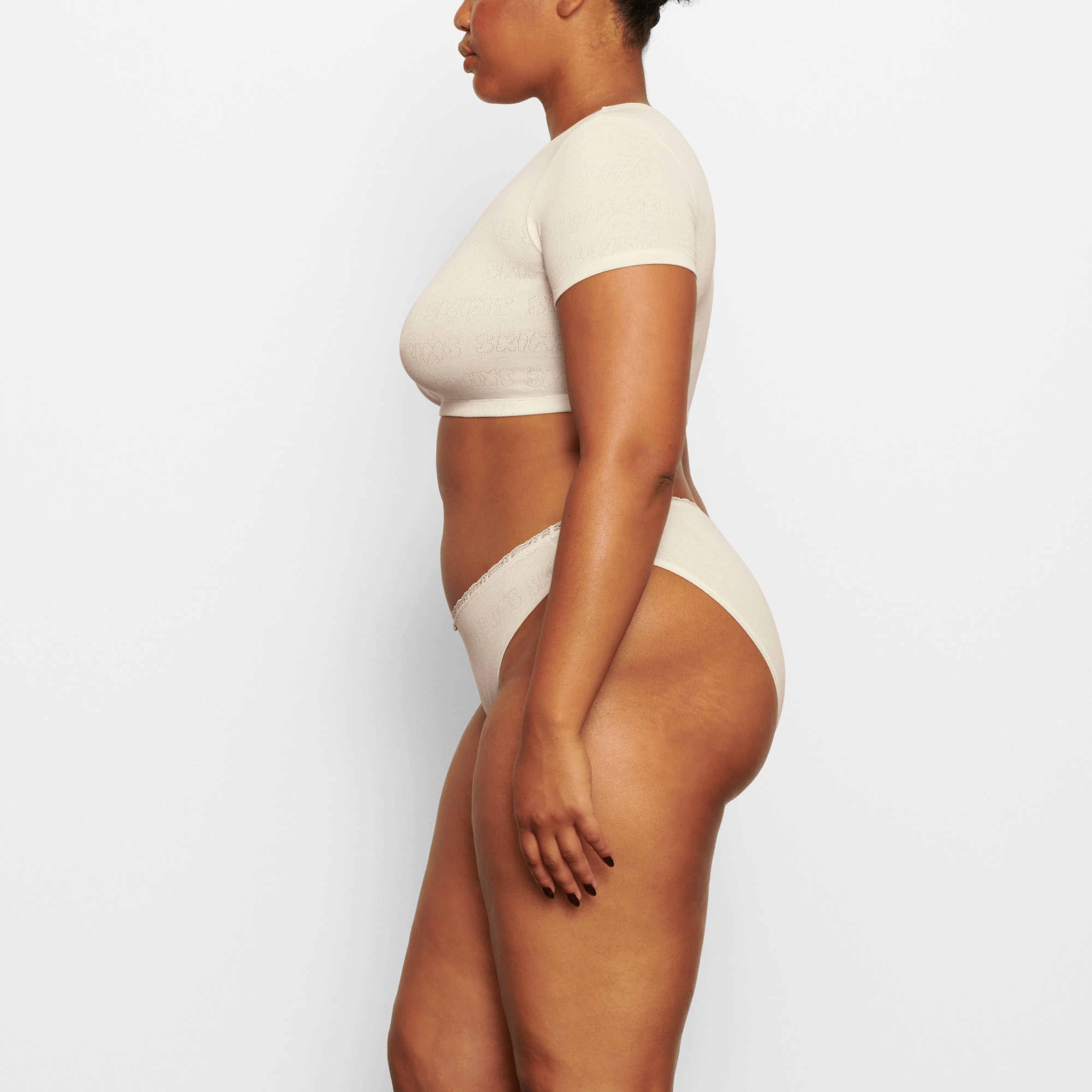 LACE POINTELLE MID RISE BRIEF | BONE