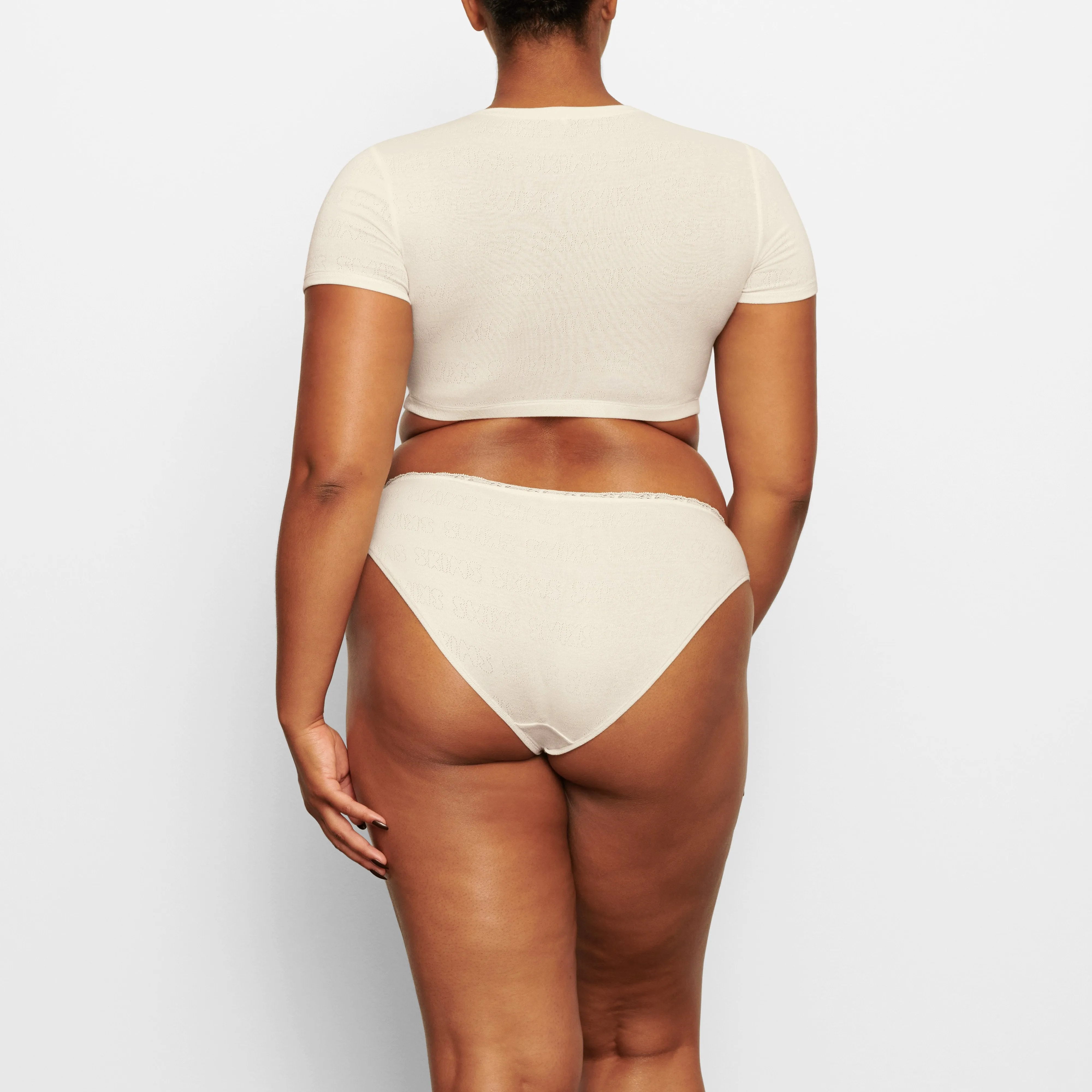 LACE POINTELLE MID RISE BRIEF | BONE