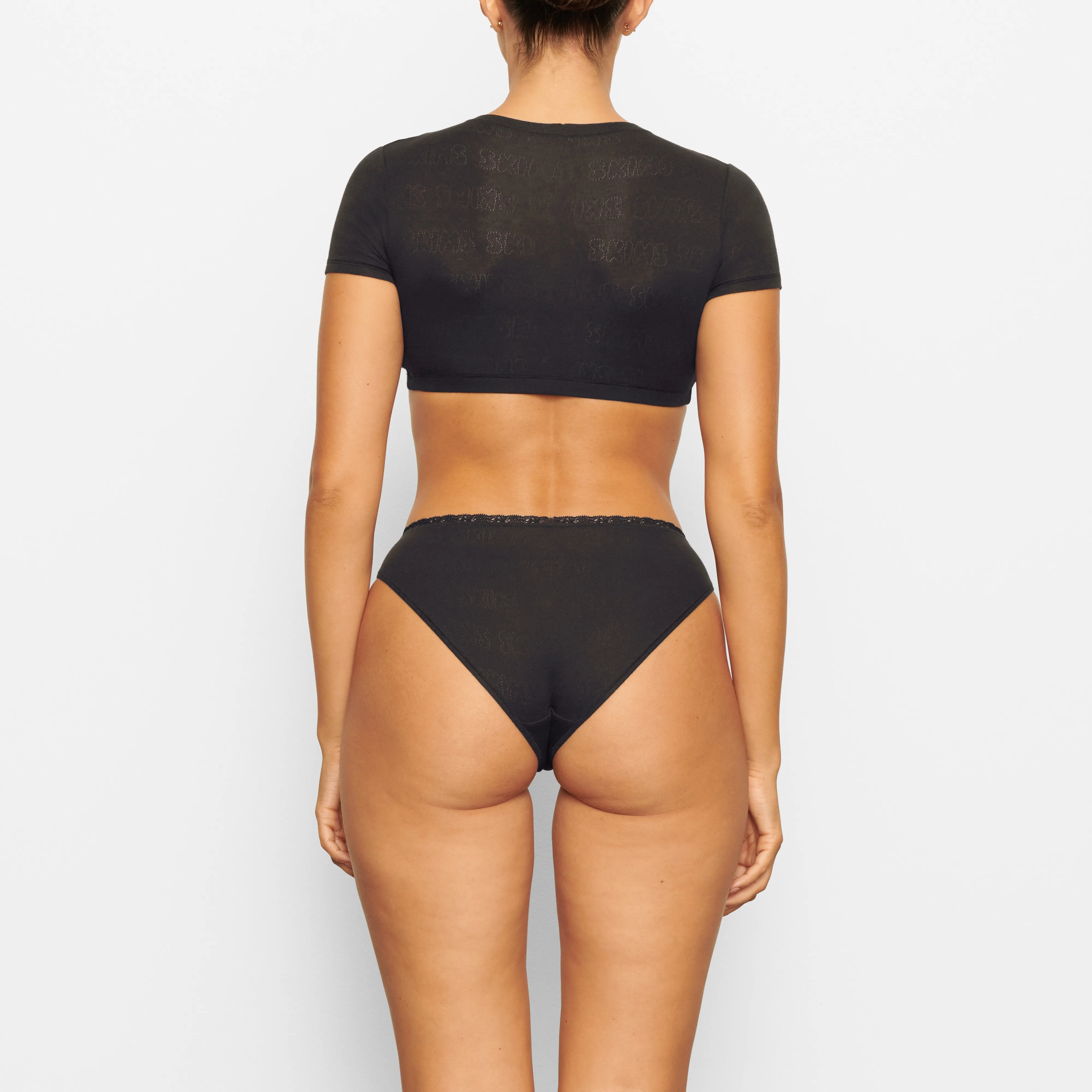 LACE POINTELLE MID RISE BRIEF | ONYX