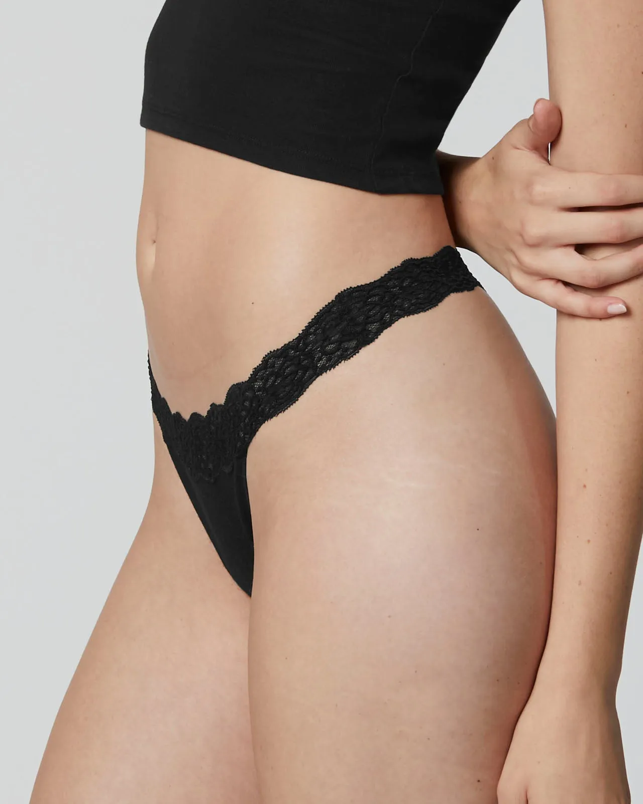Lacy Cotton Thong