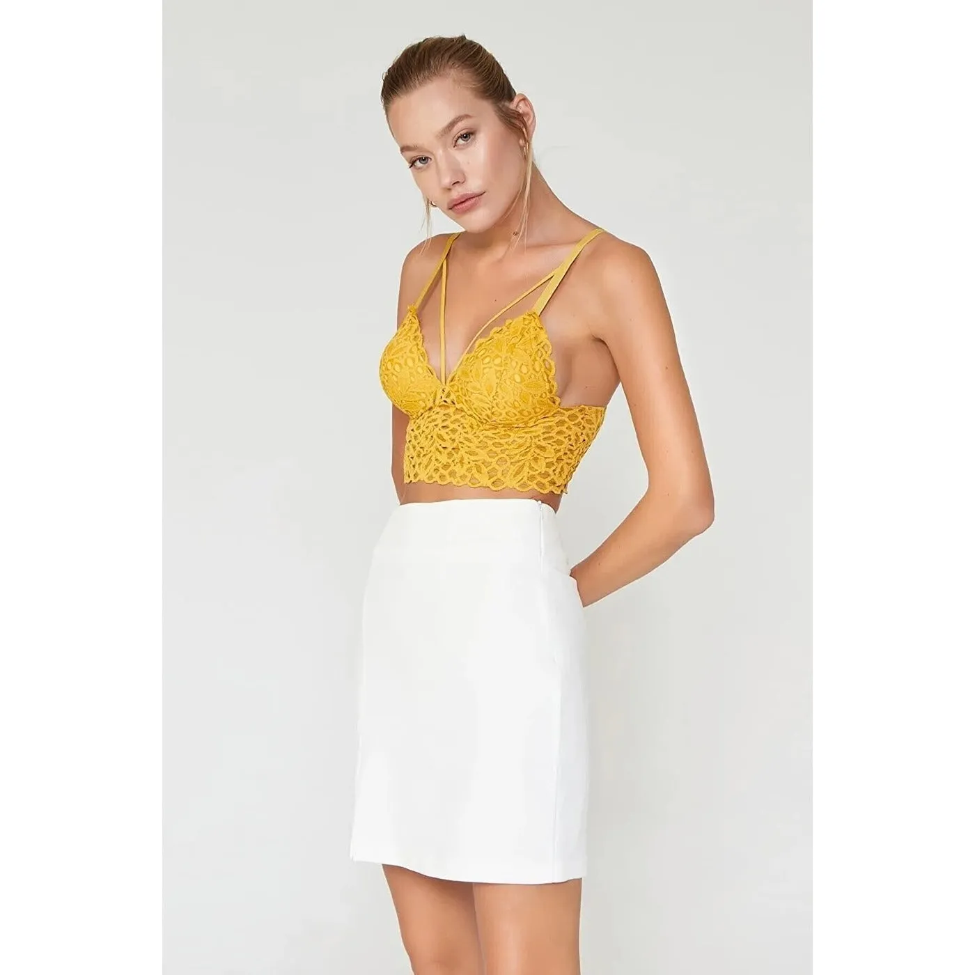 Lacy Yellow Bralette Lingerie Set