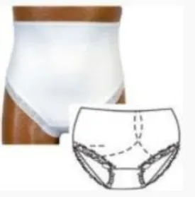 Ladies Split Crotch Ostomy Support Panty White, 2X-Large, Size 14, Left