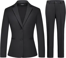 Lamgool Women's 2 Piece Business Suit Single Breasted Blazer Pant Set Slim Fit for Work Office Daily Wear