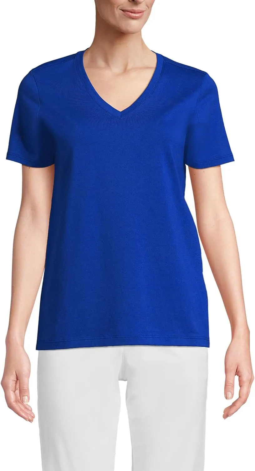 Lands' End Women's Relaxed American-Grown Supima Cotton V-Neck T-Shirt