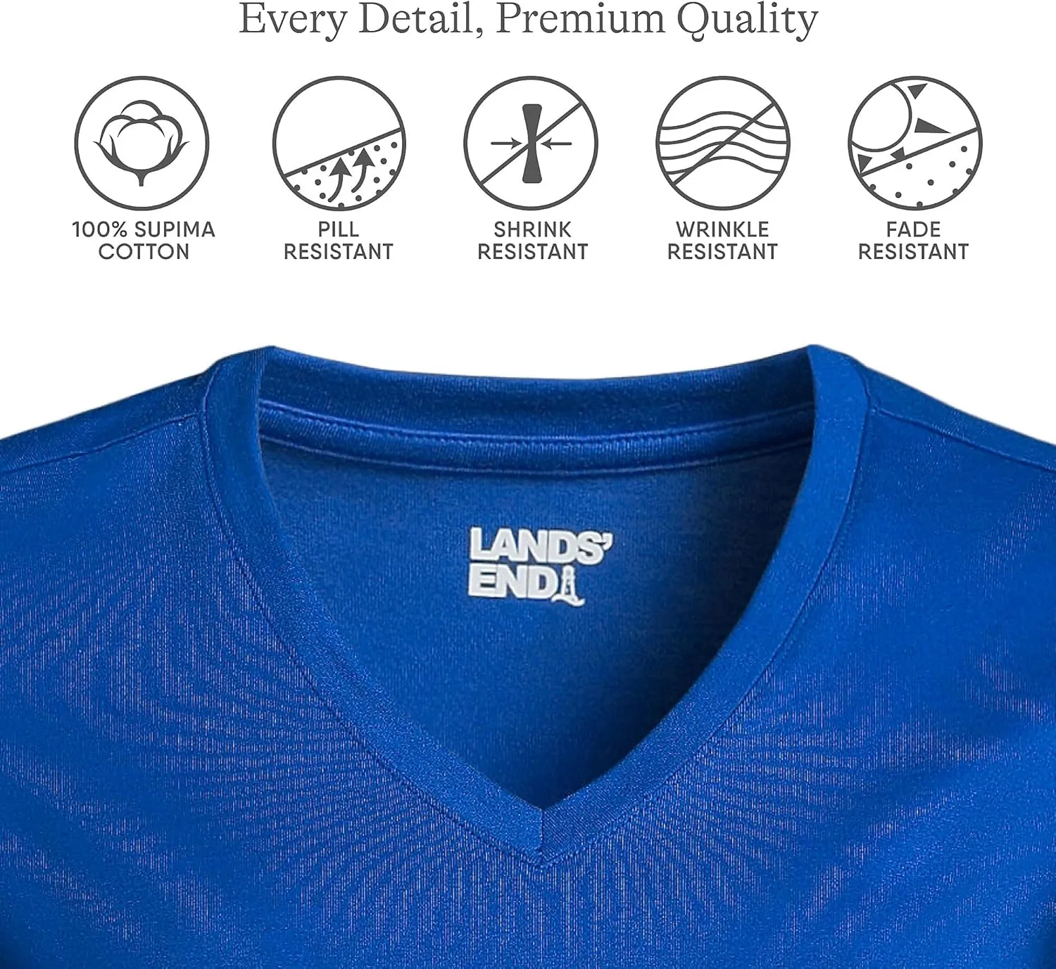 Lands' End Women's Relaxed American-Grown Supima Cotton V-Neck T-Shirt