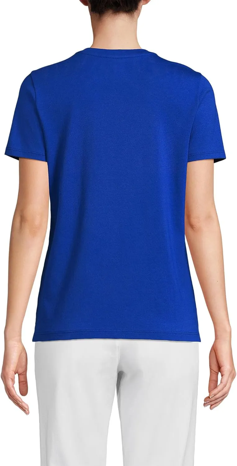 Lands' End Women's Relaxed American-Grown Supima Cotton V-Neck T-Shirt