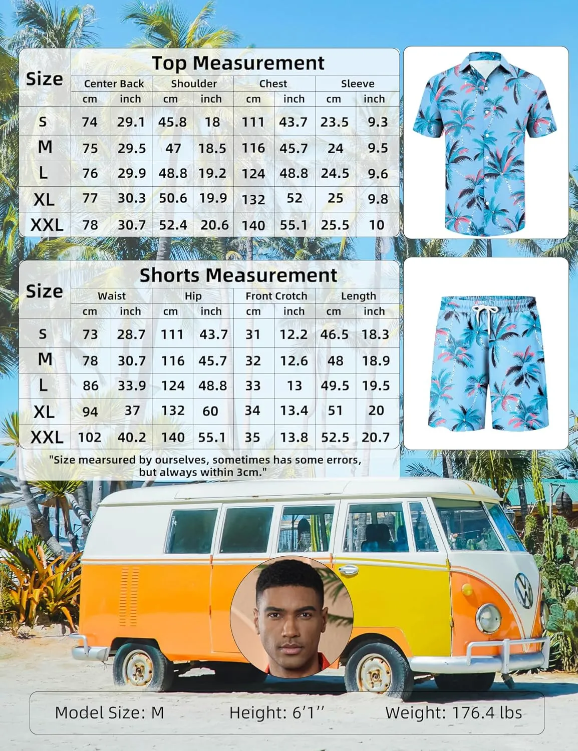 LecGee Mens Coconut Tree Hawaiian Sets Casual Short Sleeve Button Down Shirts Shorts 2 Piece Outfits Summer Tracksuit
