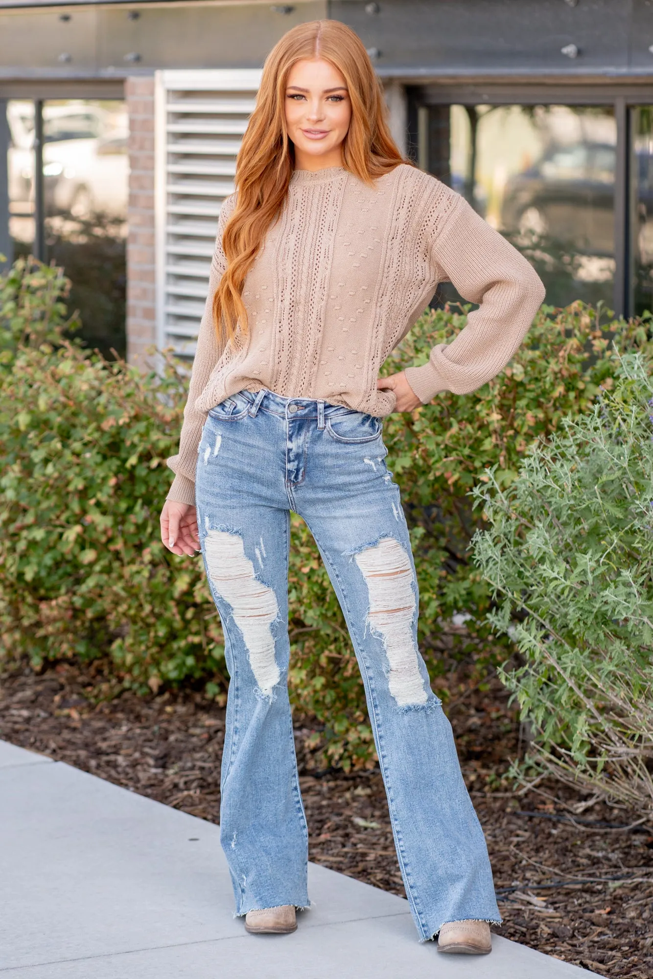 Marietta High Rise Distressed Flares