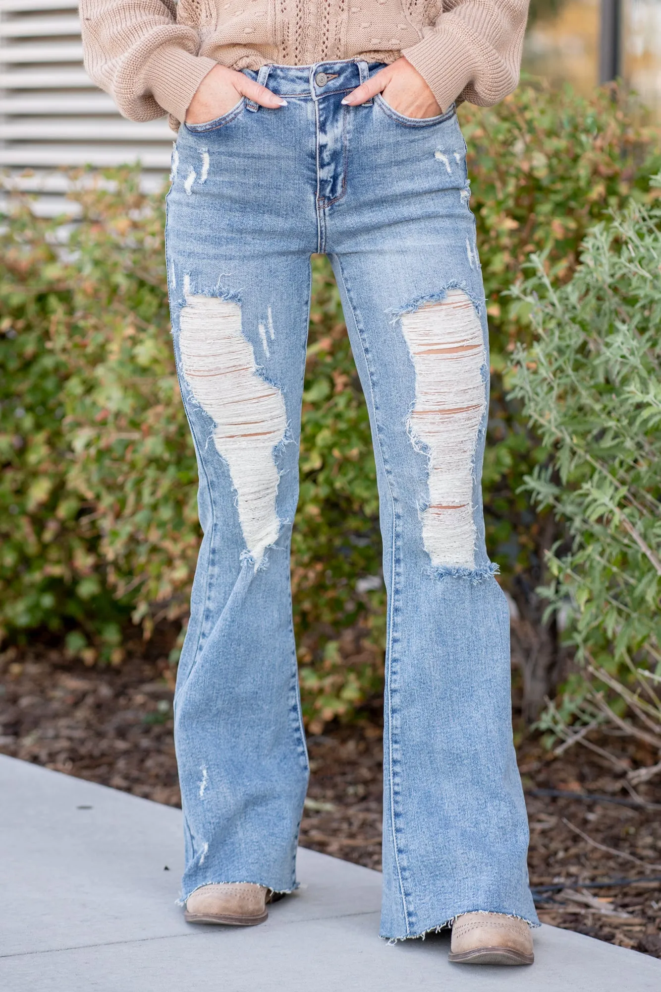 Marietta High Rise Distressed Flares