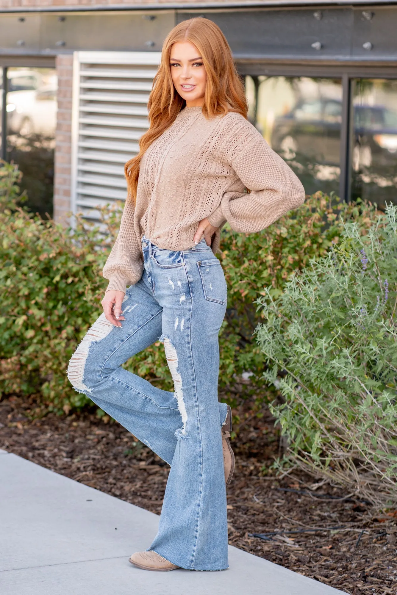 Marietta High Rise Distressed Flares