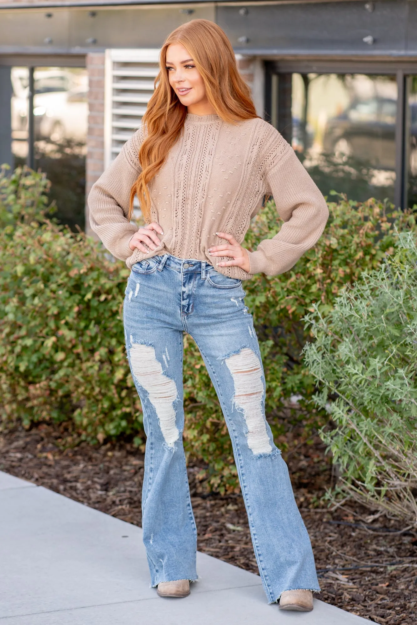Marietta High Rise Distressed Flares