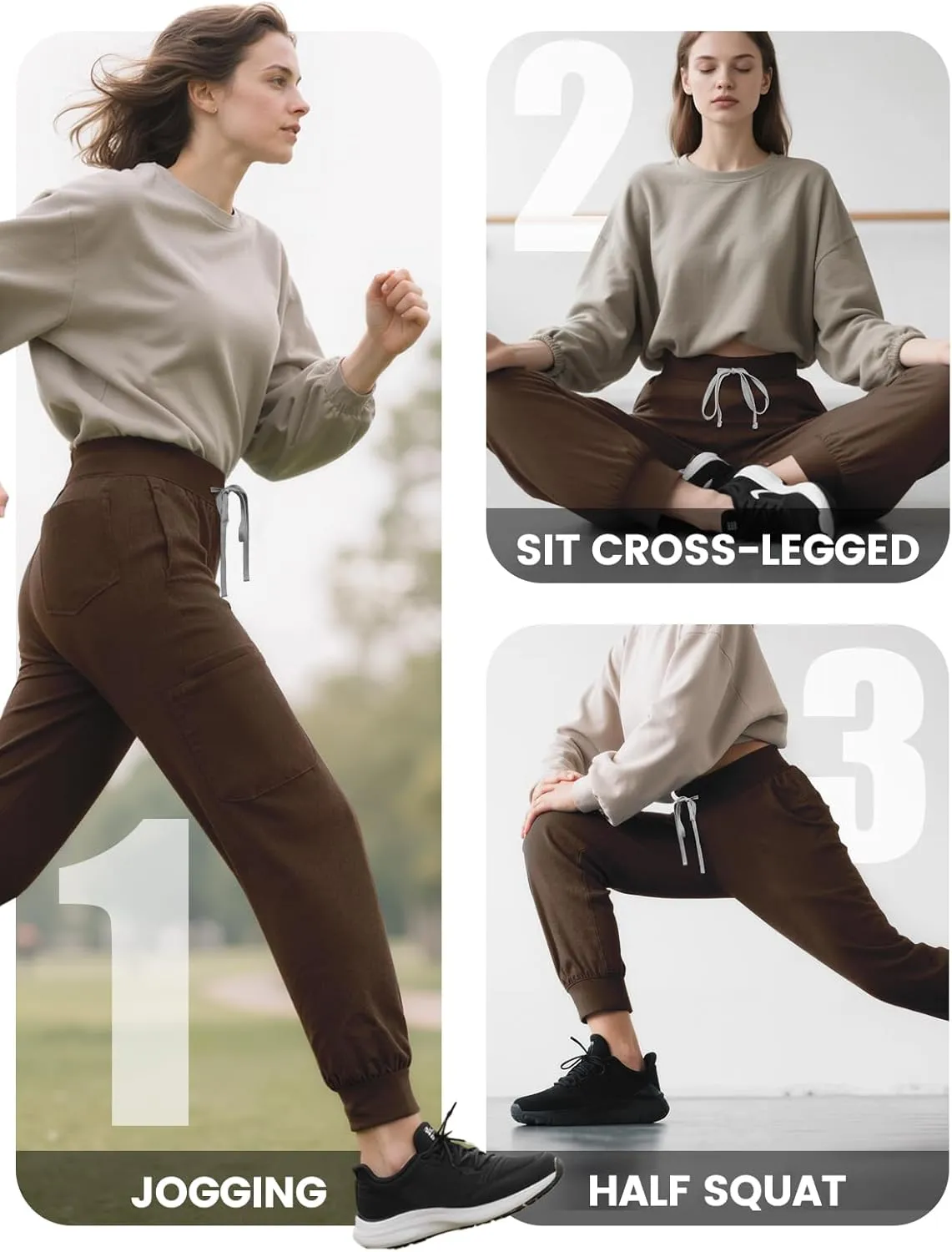 Medical Scrub Pants for Women, Jogger Pants with 6 Pockets, Soft Womens Scrubs Pant Drawstring Mid-Rise Cargo Pants