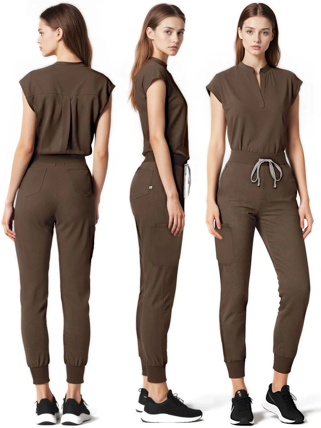 Medical Scrub Pants for Women, Jogger Pants with 6 Pockets, Soft Womens Scrubs Pant Drawstring Mid-Rise Cargo Pants