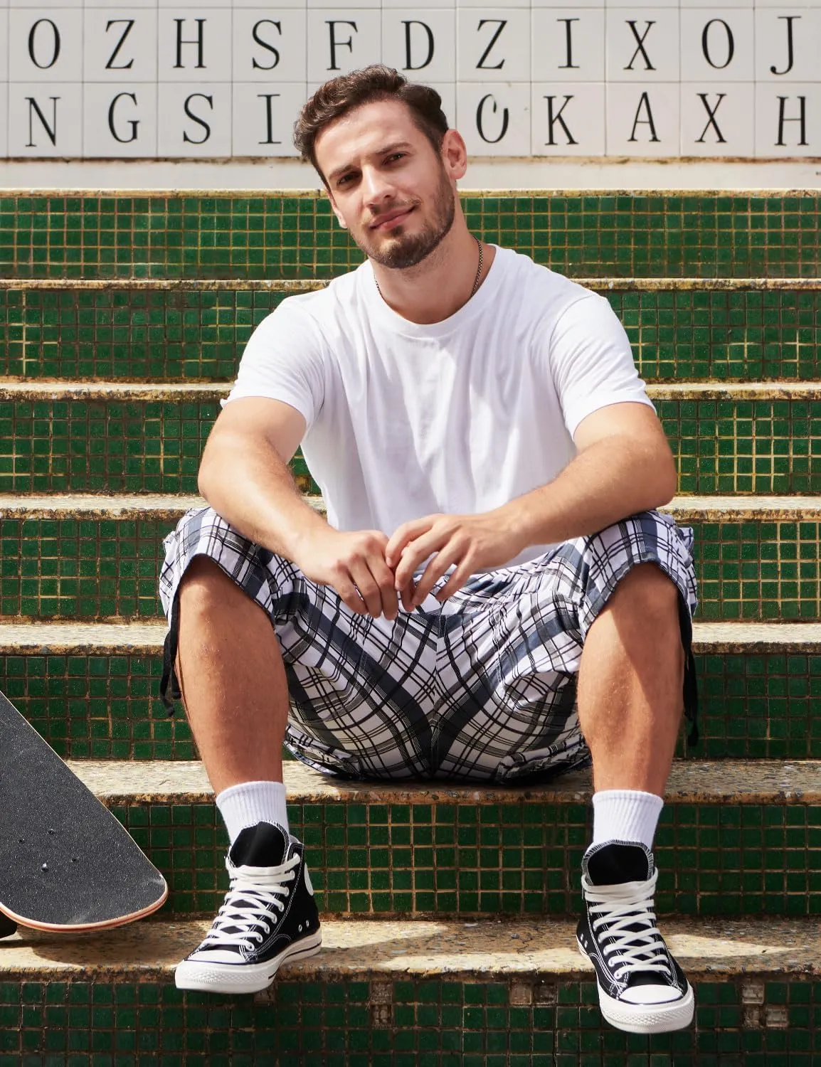 Men's Ripstop Cargo Shorts-Long Cotton Twill Straight Leg for Work Outdoor