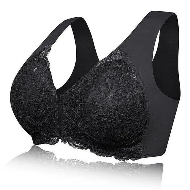 OCW Bra Lace Front Buckle Non-wired U-back Natural Bust Lift Seamless Underwear Big Size M-5XL