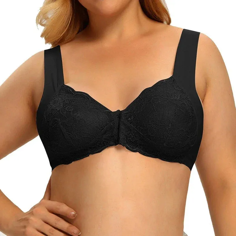 OCW Bra Lace Front Buckle Non-wired U-back Natural Bust Lift Seamless Underwear Big Size M-5XL
