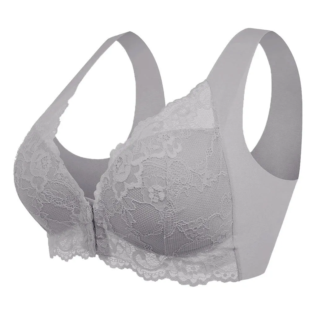 OCW Bra Lace Front Buckle Non-wired U-back Natural Bust Lift Seamless Underwear Big Size M-5XL