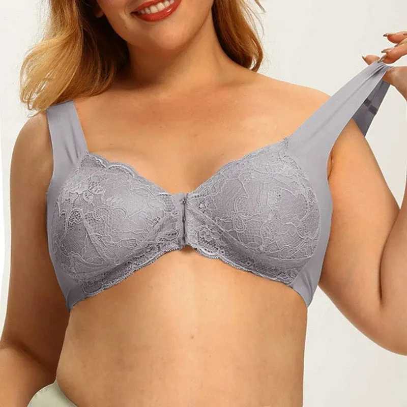 OCW Bra Lace Front Buckle Non-wired U-back Natural Bust Lift Seamless Underwear Big Size M-5XL