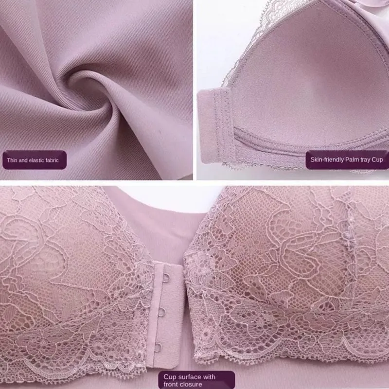 OCW Bra Lace Front Buckle Non-wired U-back Natural Bust Lift Seamless Underwear Big Size M-5XL