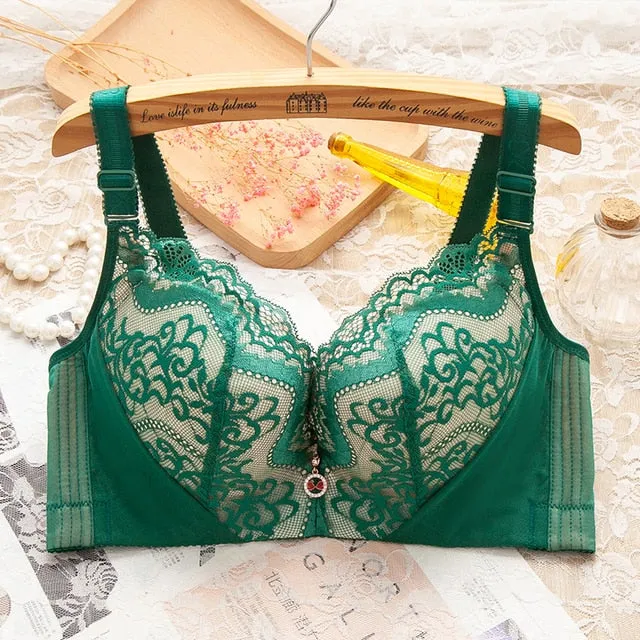 OCW Sheer Lace Bra Push Up Underwire Soft Cup Sexy Lingerie
