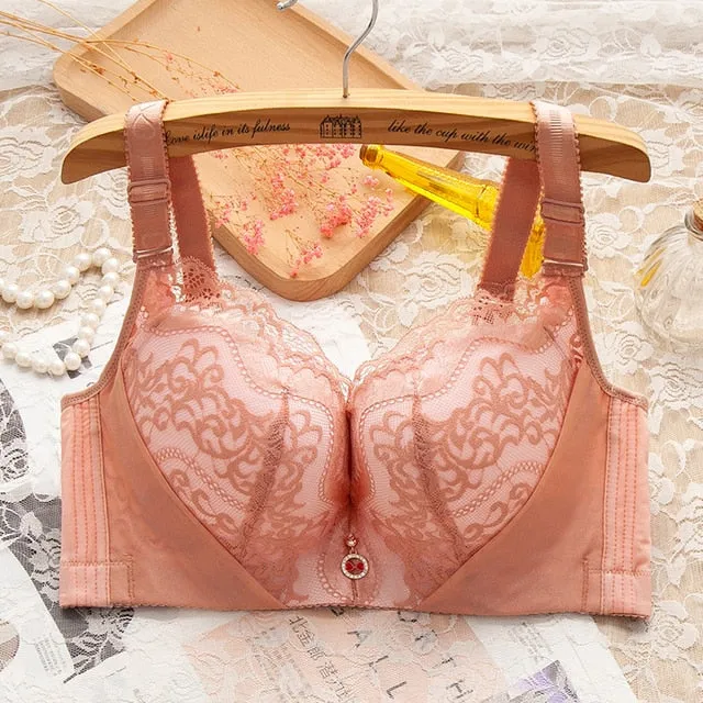 OCW Sheer Lace Bra Push Up Underwire Soft Cup Sexy Lingerie