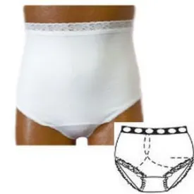 OPTIONS Ladies' Basic with Built-In Barrier/Support, White, Right-Side Stoma, Large