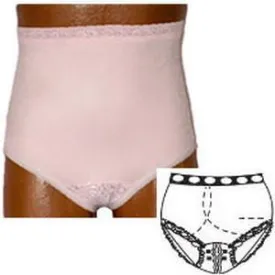 OPTIONS™ Split-Lace Crotch with Built-In Barrier/Support, Soft Pink, Right-Side Stoma, Large 8-9, Hips 41" - 45"