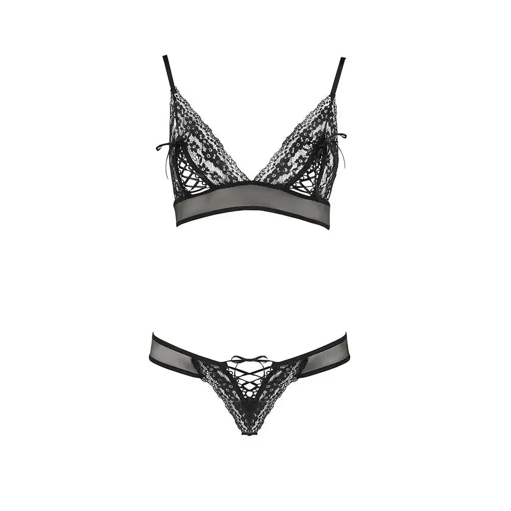 Passion Erza Sexy Wet Look Floral Bra Set for Her