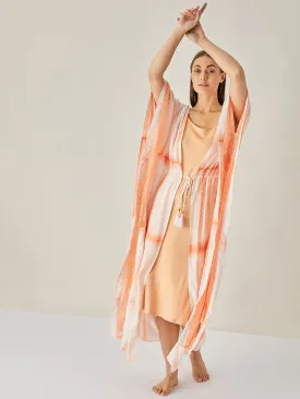 Peach and White Tie Dye Kaftan Gown (Final Sale)