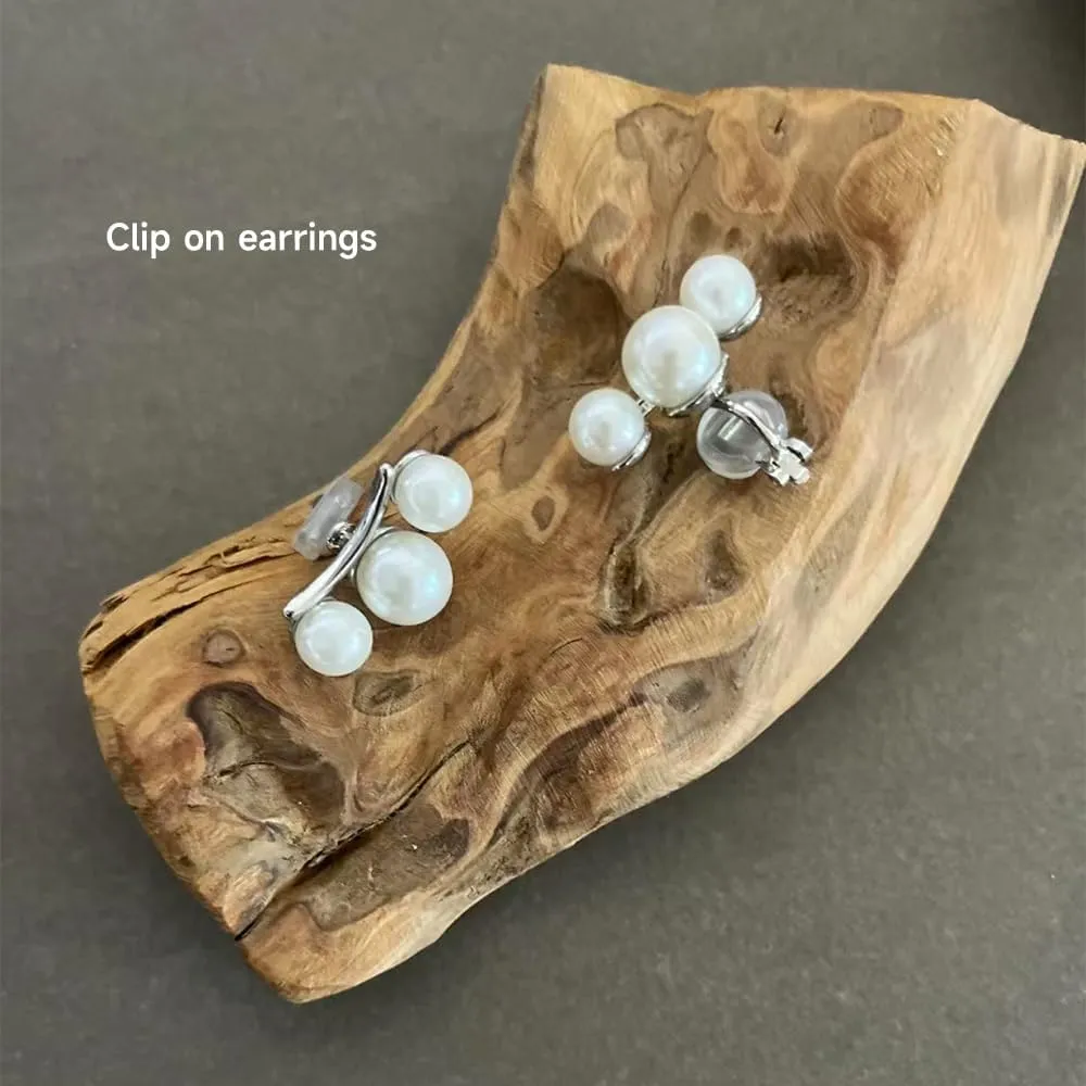 Pearl Clip on Earrings for Women Clip on Pearl Earrings Ear Clips for Non Pierced Ears for Designer Trendy Luxury Elegant Hypoallergenic Jewery