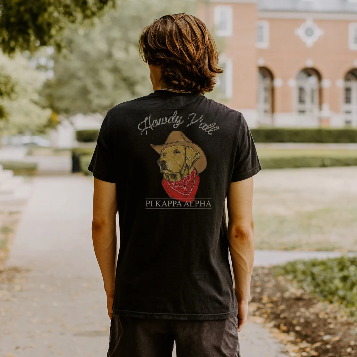 Phi Delt Comfort Colors Cowboy Retriever Black Short Sleeve Pocket Tee