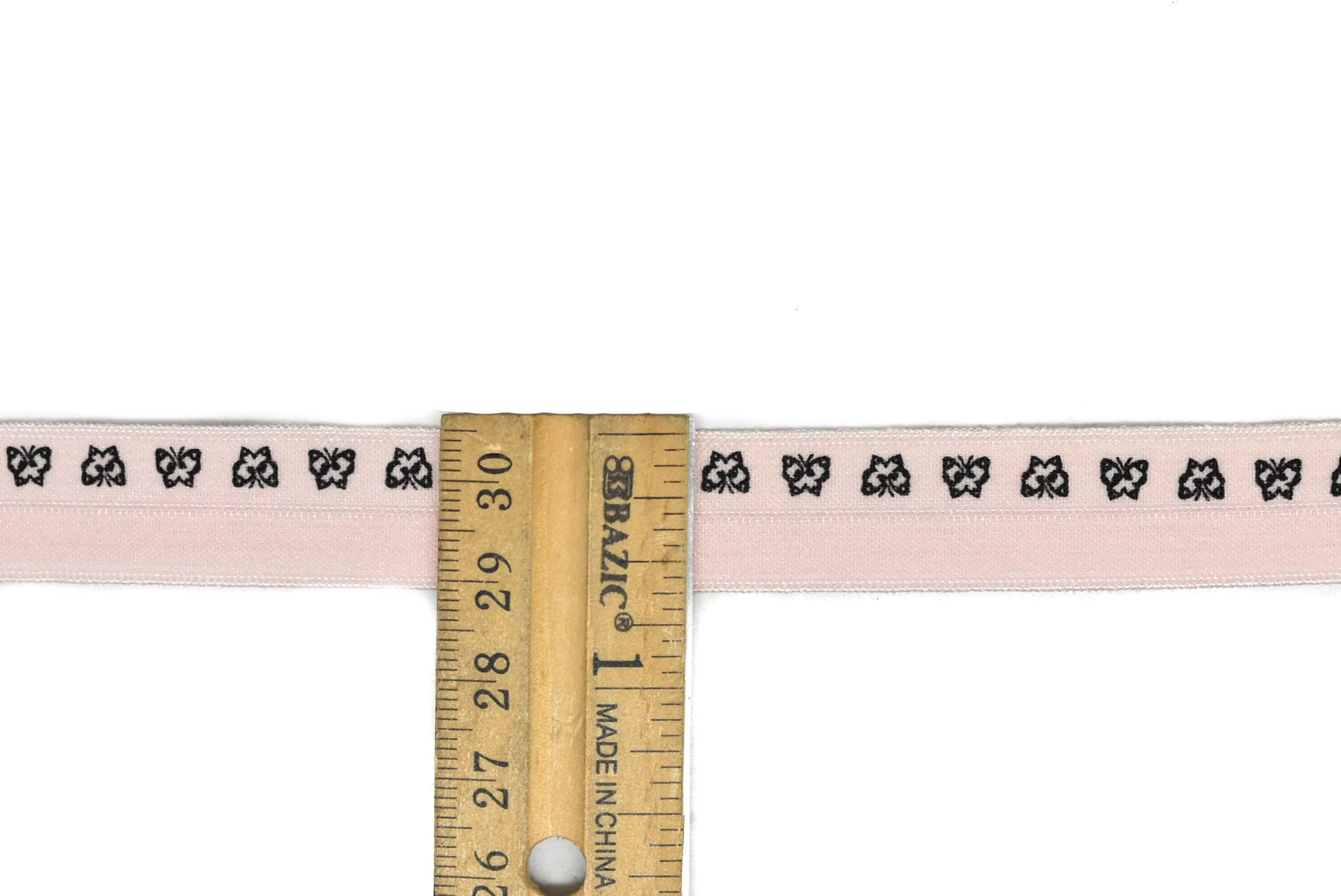 Pink Butterfly Print Fold-Over Elastic 0.63" - 1 Yard