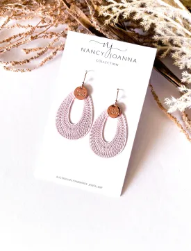 Pink Zigzag Teardrop Lace Earrings