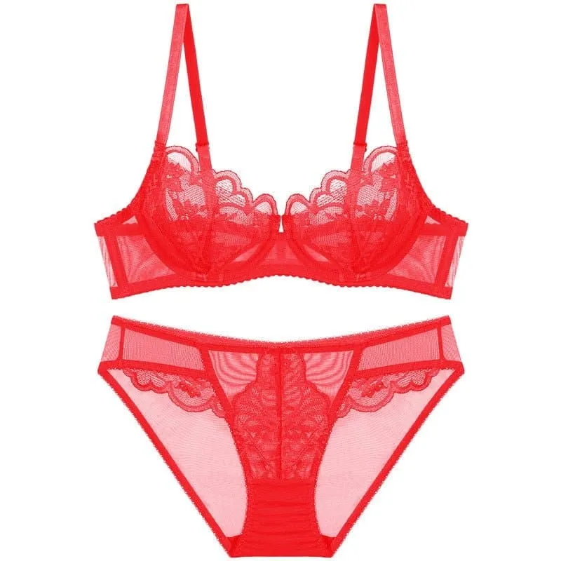 Push-Up Lace Bra and Underwear Set with Adjustable Straps | Sizes 70ABCD-95CD