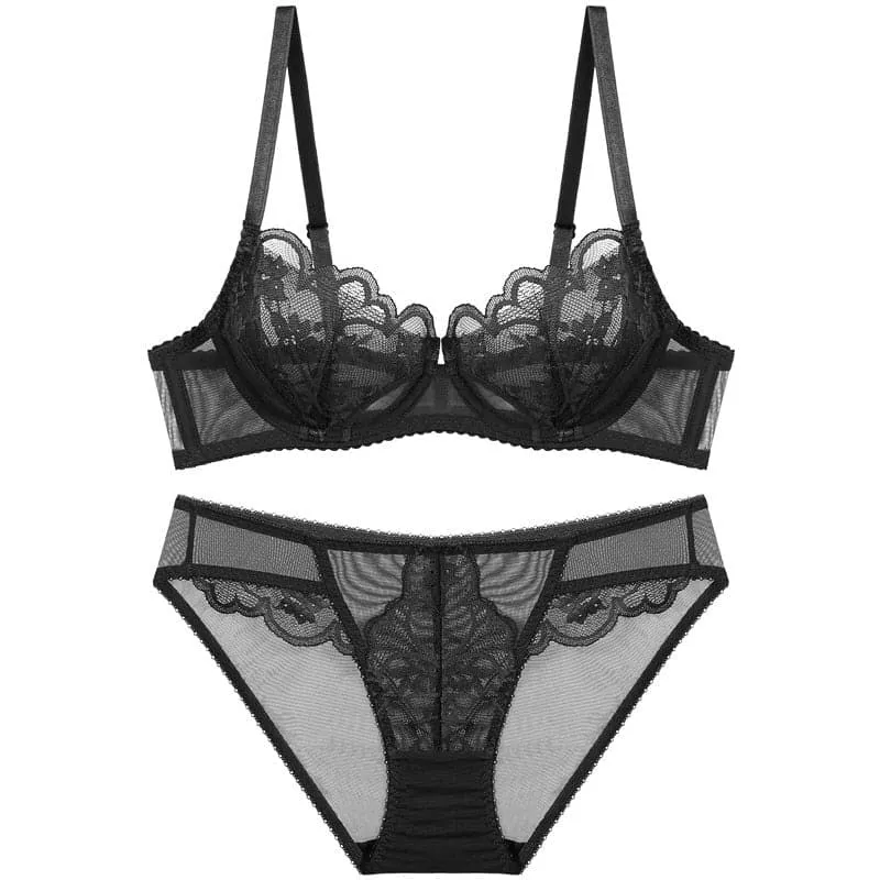 Push-Up Lace Bra and Underwear Set with Adjustable Straps | Sizes 70ABCD-95CD