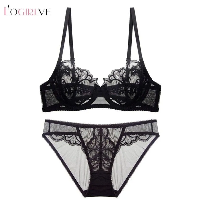 Push-Up Lace Bra and Underwear Set with Adjustable Straps | Sizes 70ABCD-95CD