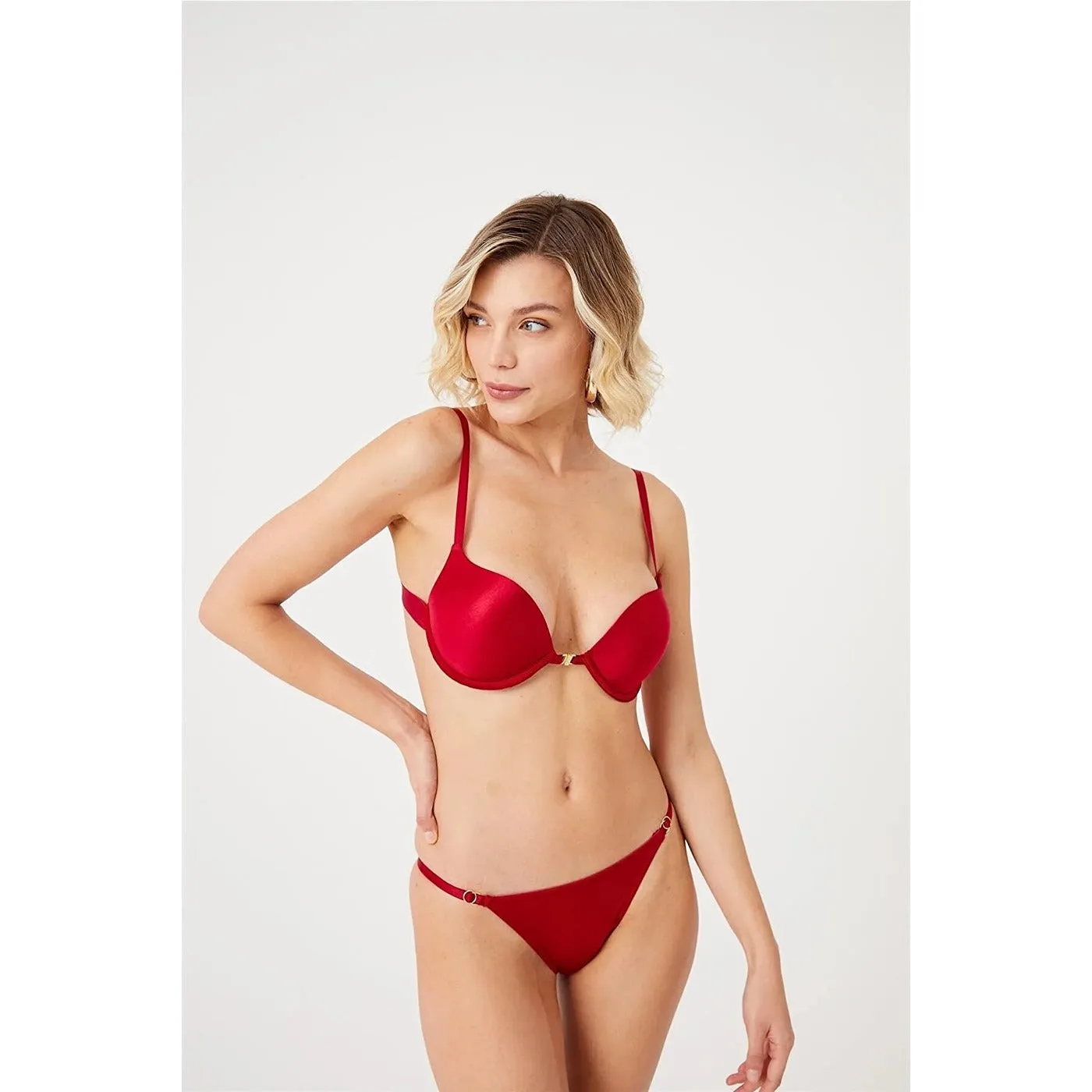 Red Soft Front Clip Lingerie Set