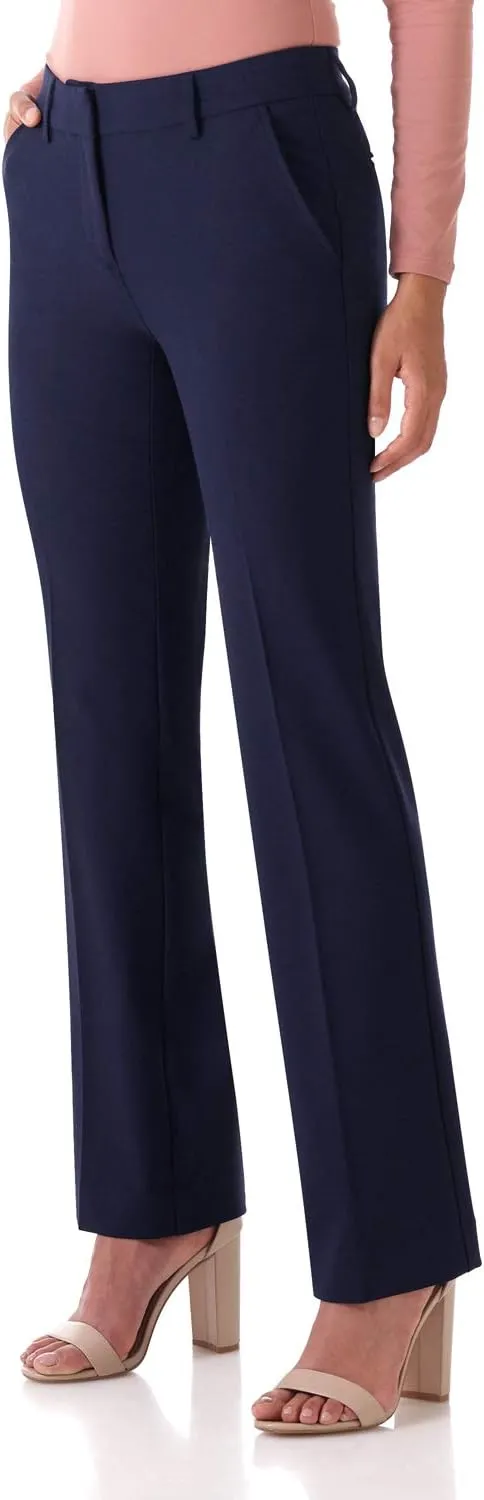 Rekucci Women's Smart Stretch Desk to Dinner Straight Leg Pant w/Zipper Closure