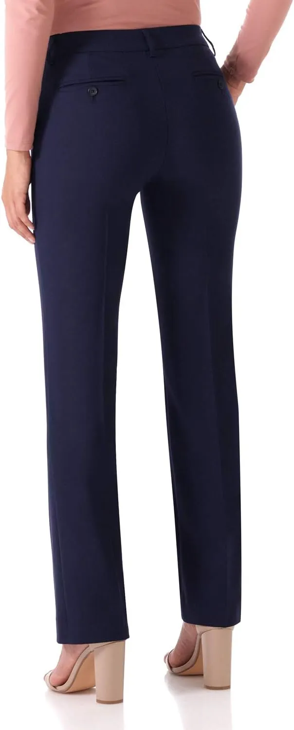 Rekucci Women's Smart Stretch Desk to Dinner Straight Leg Pant w/Zipper Closure