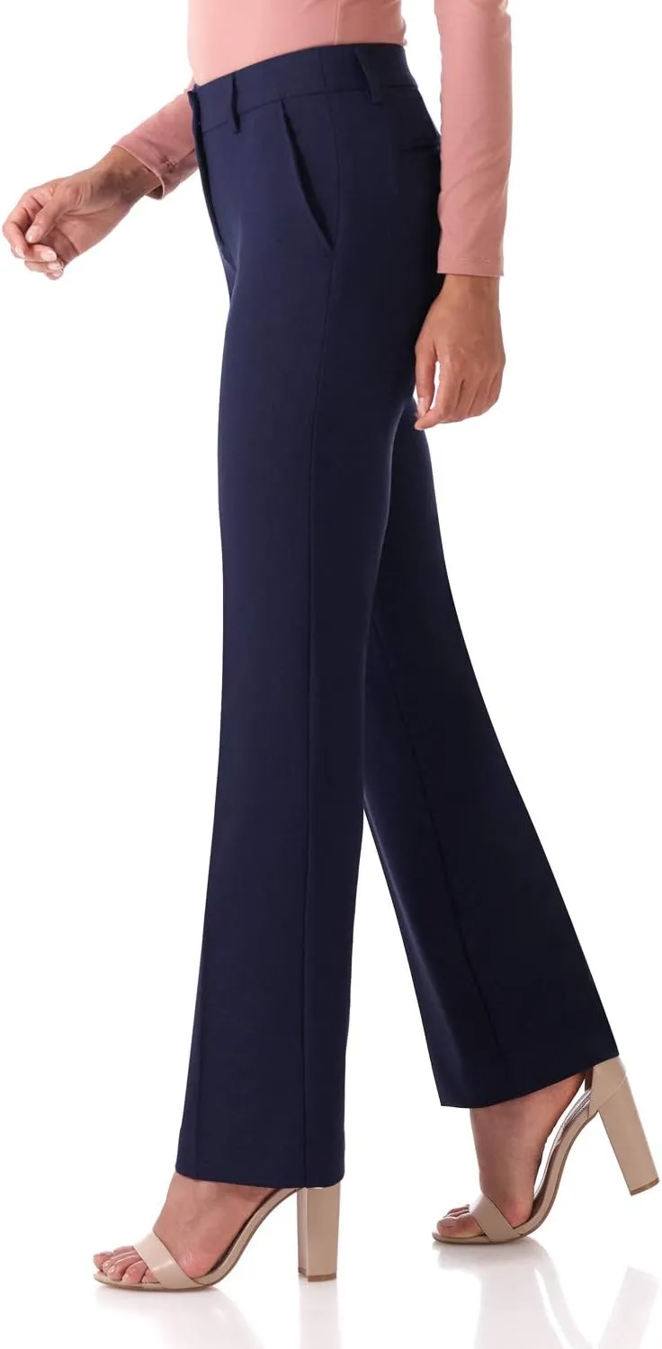 Rekucci Women's Smart Stretch Desk to Dinner Straight Leg Pant w/Zipper Closure