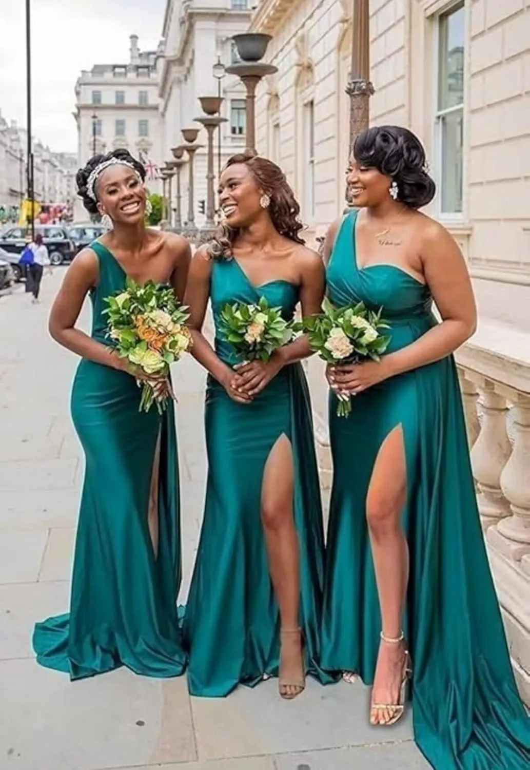 RYANTH One Shoulder Satin Bridesmaid Dresses for Women Mermaid Long Prom Dresses 2025 Formal Evening Gown with Slit RYZ507