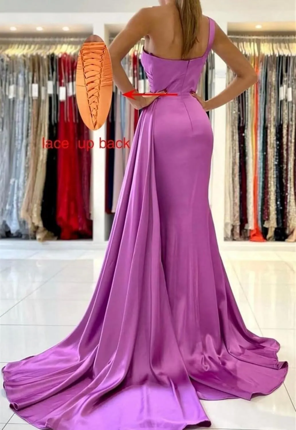RYANTH One Shoulder Satin Bridesmaid Dresses for Women Mermaid Long Prom Dresses 2025 Formal Evening Gown with Slit RYZ507