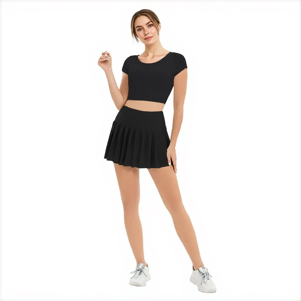 SANGTREE Tennis Skirts for Women Plaid Pleated Athletic Golf Skorts with Shorts Pockets, US XS - US XL