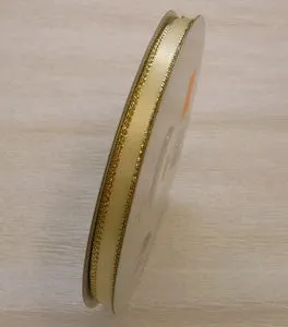 Satin Lurex Ribbon Ivory with Gold Edge