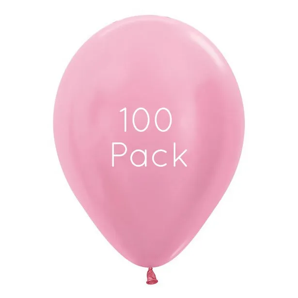 Satin Pearl Pink Balloons - 100 Pkt
